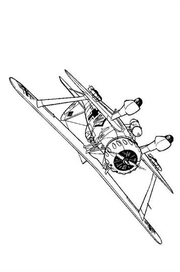 Henschell H123-1 1939, kleurplaat van Vliegtuigen Tweede Wereldoorlog
