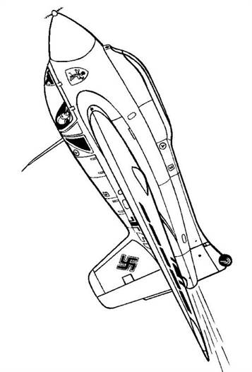 Messerschmitt 163-B Komet 1944, kleurplaat van Vliegtuigen Tweede Wereldoorlog