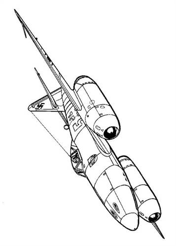 Messerschmitt 1945, kleurplaat van Vliegtuigen Tweede Wereldoorlog