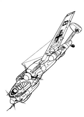 Messerschmitt Bf 110G-2 1943, kleurplaat van Vliegtuigen Tweede Wereldoorlog