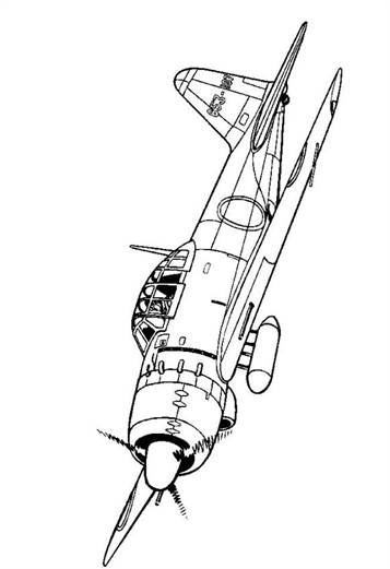 Mitsubishi A6M5C Zero 1944, kleurplaat van Vliegtuigen Tweede Wereldoorlog