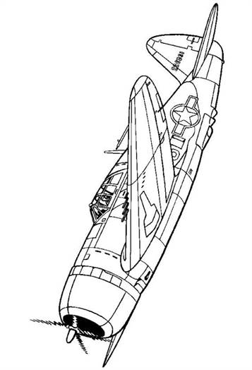 Republic P-47D-20 Thunderbolt 1943, kleurplaat van Vliegtuigen Tweede Wereldoorlog