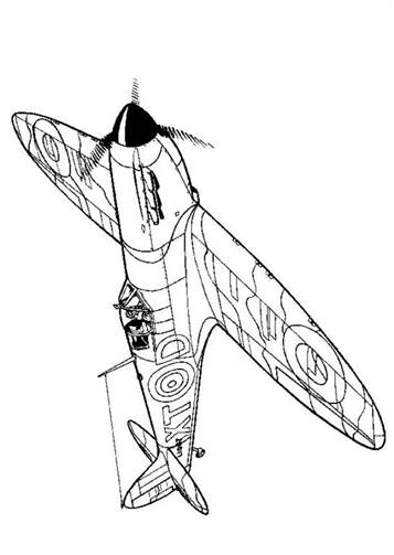 Spitfire 1940, kleurplaat van Vliegtuigen Tweede Wereldoorlog