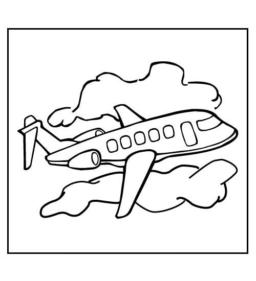 Print Vliegtuig kleurplaat