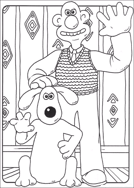 Print Wallace en Gromit kleurplaat