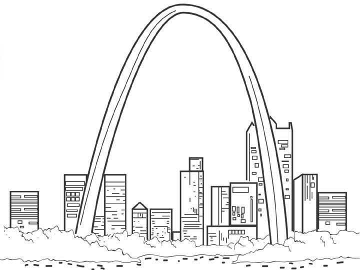 St. Louis Arch, Amerika, kleurplaat van Wereld wonderen