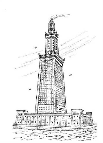 Vuurtoren van Alexandrie, kleurplaat van Wereld wonder II