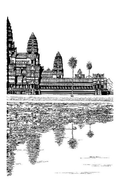Print Angkor Wat, Hindoe Tempel (deel 2) kleurplaat
