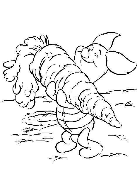 Knorretje met wortel, kleurplaat van Winnie de Pooh en Knorretje