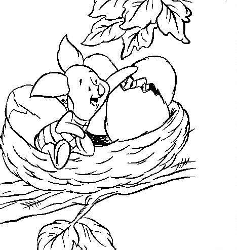 Knorretje in nest, kleurplaat van Winnie de Pooh en Knorretje