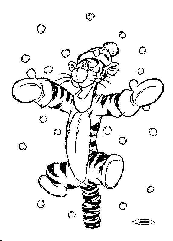 Teigetje in de sneeuw, kleurplaat van Winnie de Poeh en Teigetje