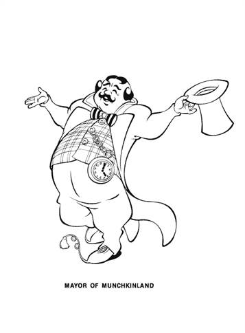 Burgemeester van de stad, kleurplaat van Wizard of Oz