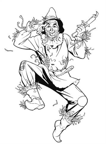 De vogelverschrikker (Scarecrow) 2, kleurplaat van Wizard of Oz