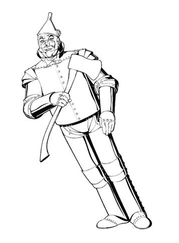De blikken man (Tinman) 1, kleurplaat van Wizard of Oz