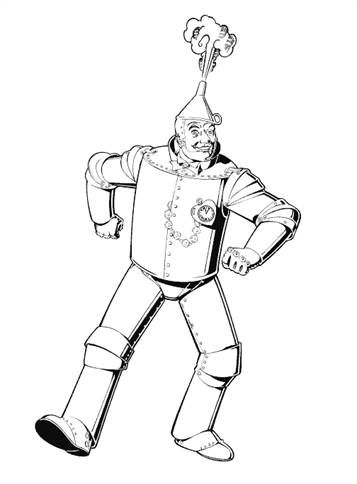 De blikken man (Tinman) 2, kleurplaat van Wizard of Oz