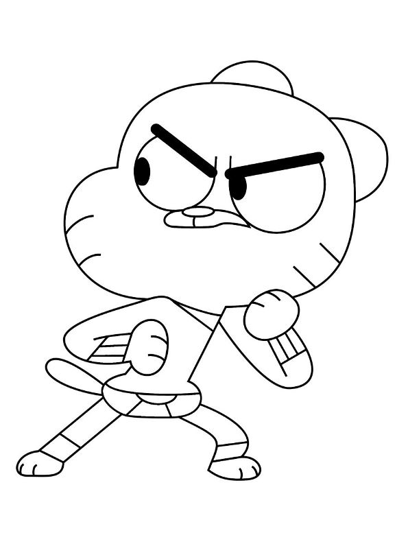 Gumball Watterson 3, kleurplaat van Wonderlijke wereld van Gumball