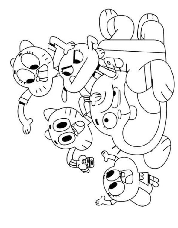 Wattersons 2, kleurplaat van Wonderlijke wereld van Gumball