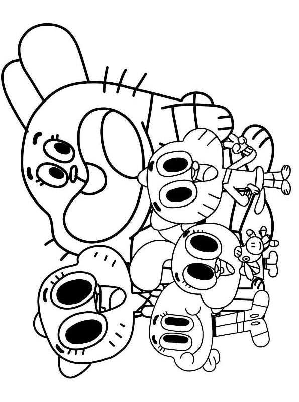 Wattersons, kleurplaat van Wonderlijke wereld van Gumball