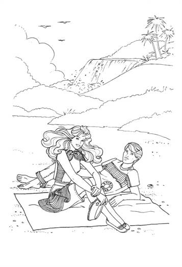 Barbie en Ken op vakantie, kleurplaat van Zomervakantie