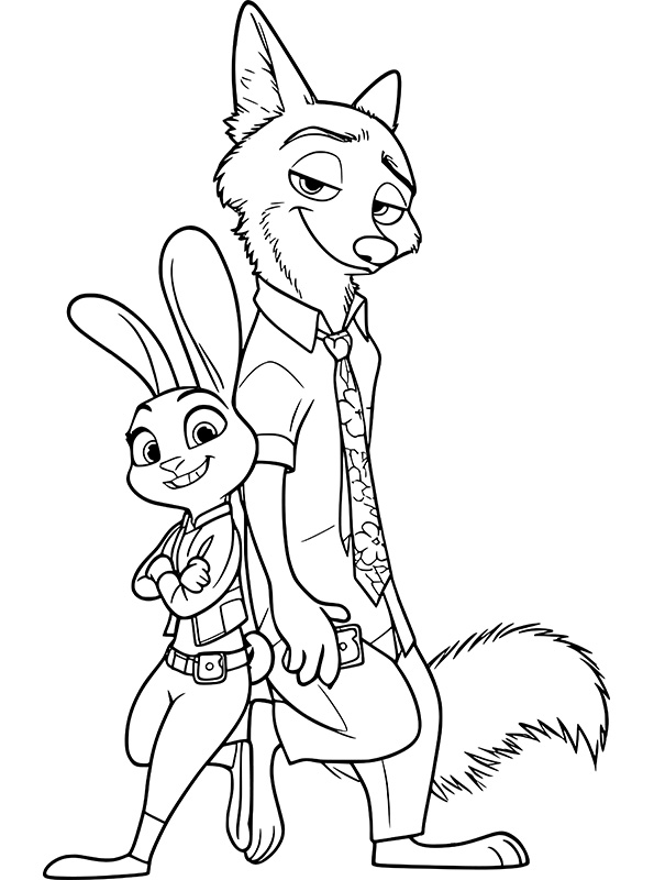 Judy and Nick, kleurplaat van Zootropolis 2